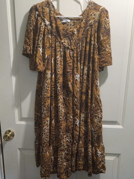 Go Softly Patio Dresses & Skirts - Boho Midi Dress in Mustard Animal Print by